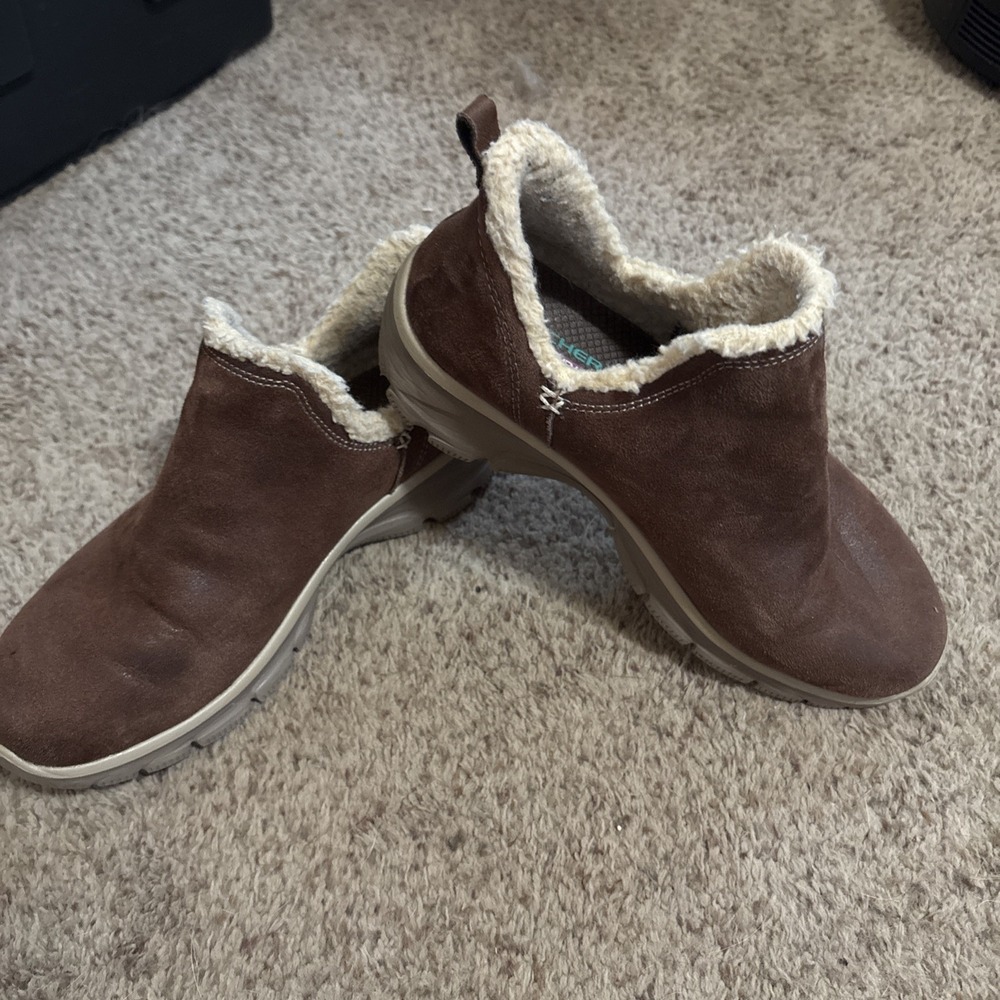 SKECHERS Relaxed Fit Air-Cooled Memory Foam Brown Slip-On Shoes Womens 8 Booties
